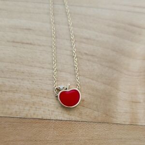 Gold Apple Pendant Necklace with Diamond Detail